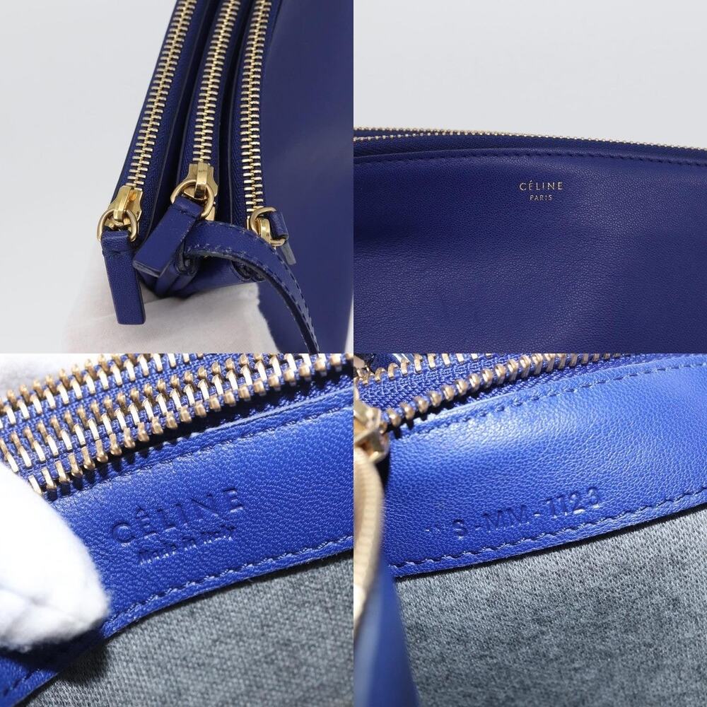 Celine Leather Trio Large Shoulder Bag Blue - Picture 7 of 13